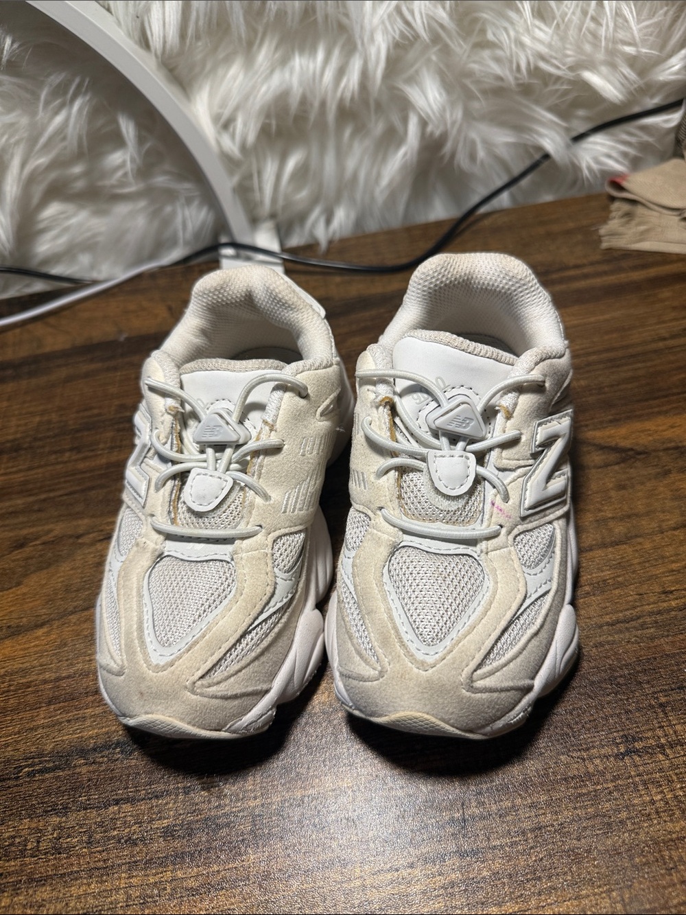 New Balance Kids Cream Mesh & Suede Sneakers